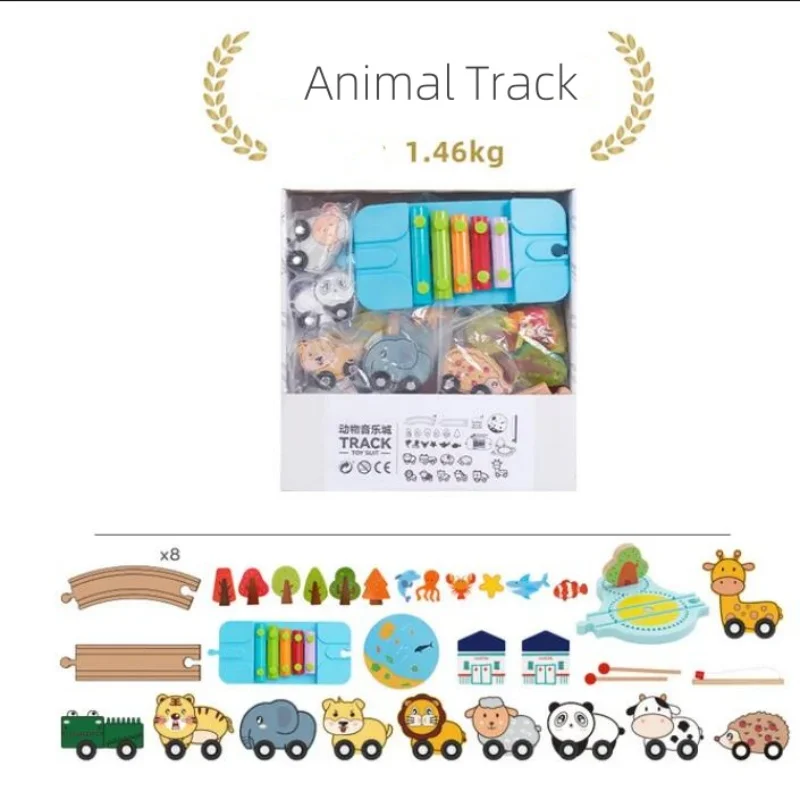 Wood Railway Track Set Expansion Package DIY Building Blocks Accessories Tracks Fit for Biro Wooden Tracks Kids Toys