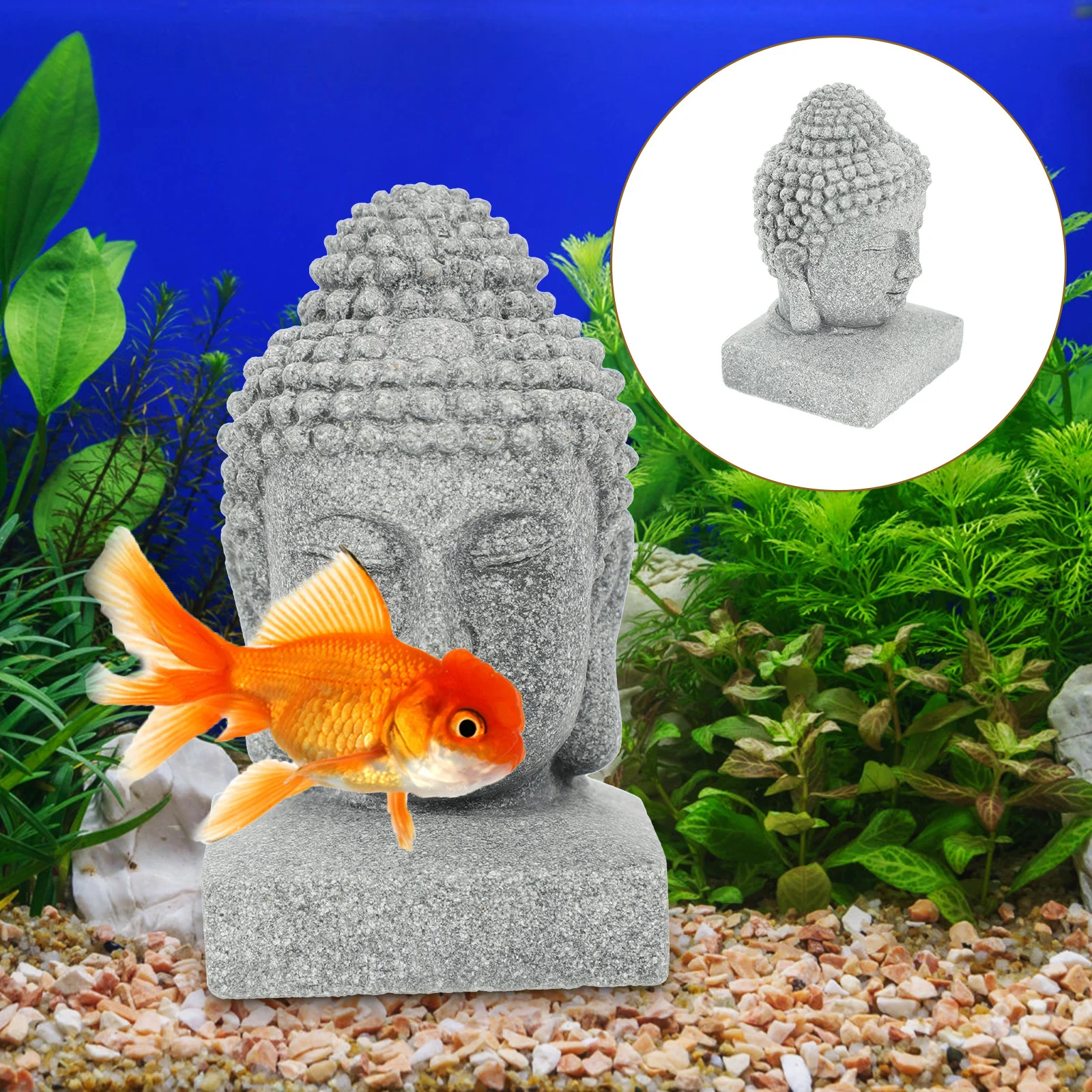 

Buddha Statue Decor Traditional Chinese Style Exquisite Carvings Stable Base Home Garden Aquarium Decoration Buddha Statue