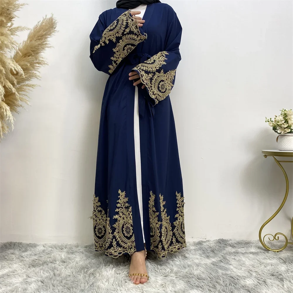 Robe clássico abayas para mulheres muçulmanas lindo bordado quimono modesto oração simples de alta qualidade preto cáqui vestidos com cinto