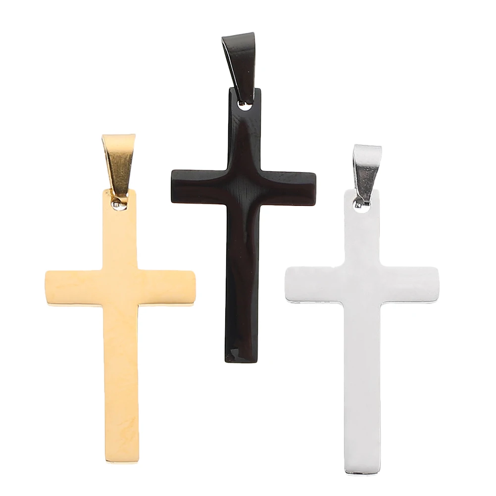 

3pcs Necklace Pendant DIY Charms Stainless Steel Cross Jewelry Making Crafts Accessories Bright Color Safe Wear