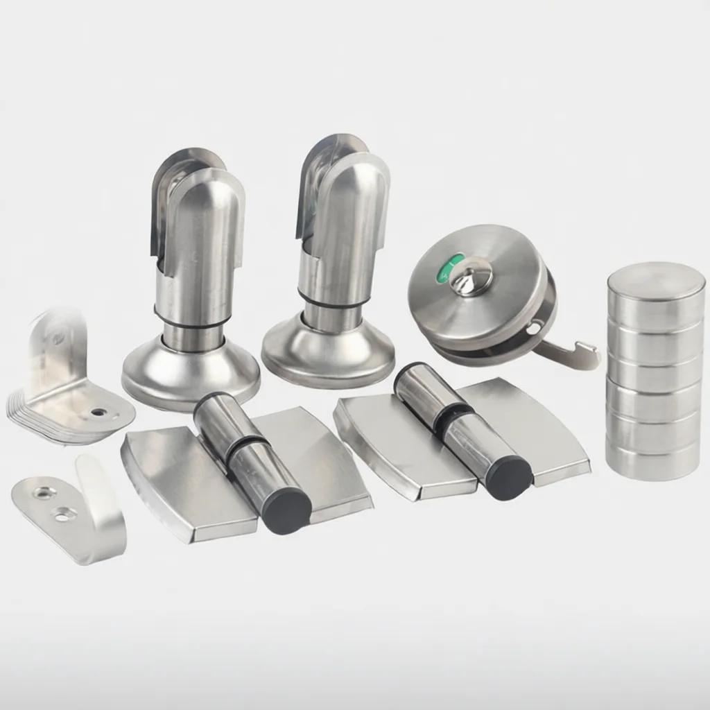 High Quality Stainless Steel Restroom Partition Kit Indicator Lock Hinges Support Feet Public Toilet Cubicle Part