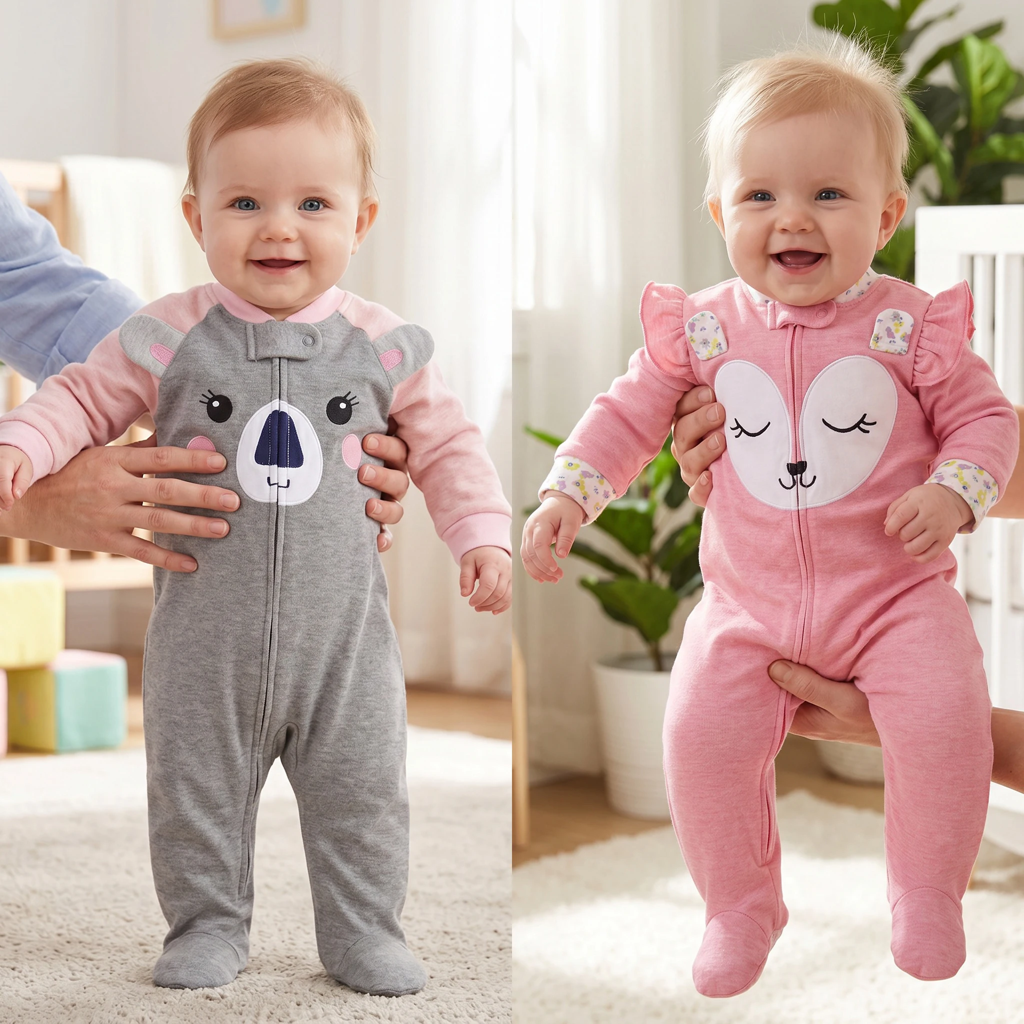 Baby Nursery Embroidery - Pure Cotton Baby Footed Romper Ruffle&Raglan