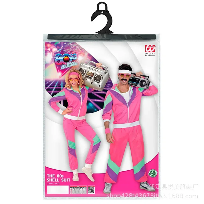 أزياء الهالوين للأزواج كرنفال عتيق ديسكو ريترو تريند للحفلات التأثيرية 80s ملابس رياضية لملابس الأداء للبالغين