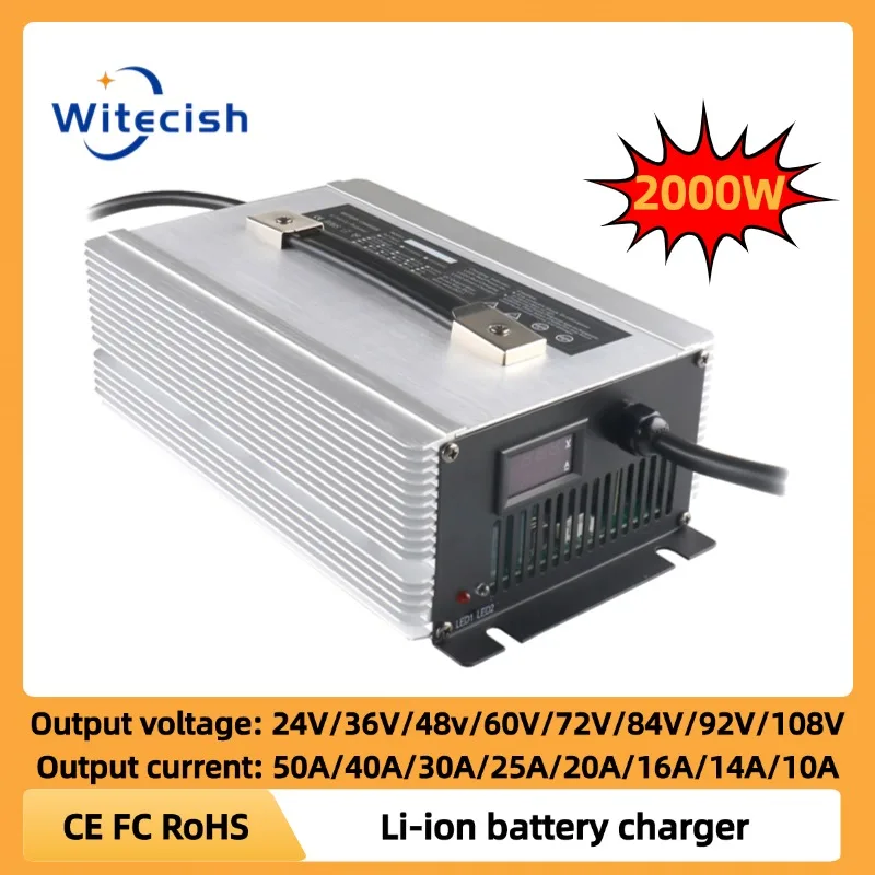 Li-ion Charger 24V 36V 48V 60V 72V 84V 96V 108V 2000W battery charger 50A 40A 30A 25A 20A 16A 14A 10A apply to Golf cart RV