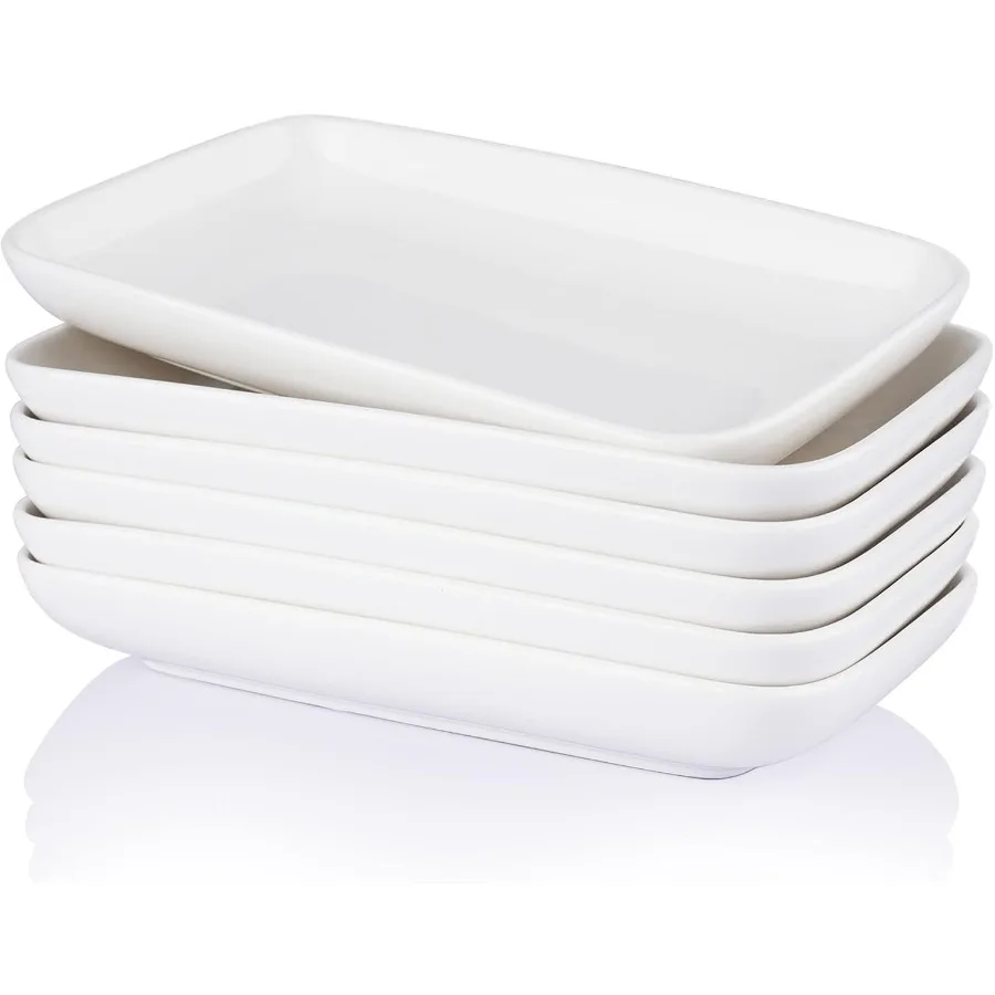 

8-дюймовые прямоугольные тарелки для салата, фарфоровые десертные тарелки для сервировки салата, фруктов, суши, закусок и вечеринок, штабелируемые Des