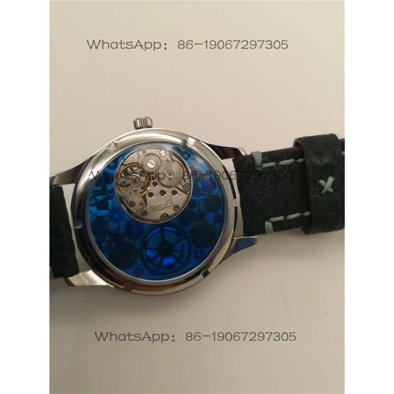 Mens Sapphire Blue Hollow Mechanical Watch Stainless Steel Fashion Trend Internet Celebrity Punk Style Watch