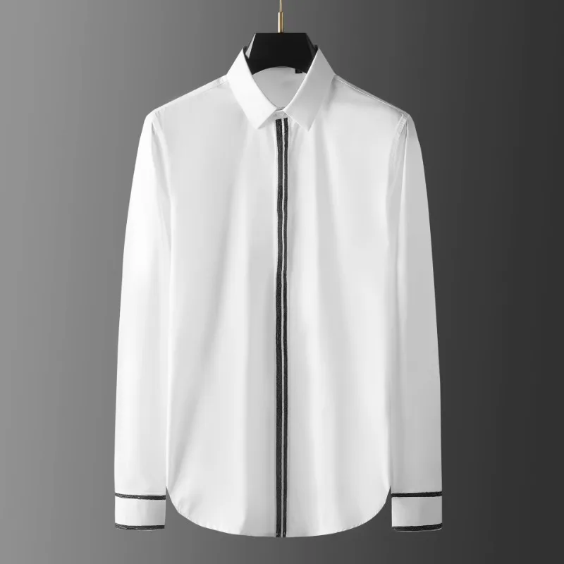 

European and American minimalist cross-border exclusive supply of shirts, door sleeves, cuffs, bead patchwork, men's shirts