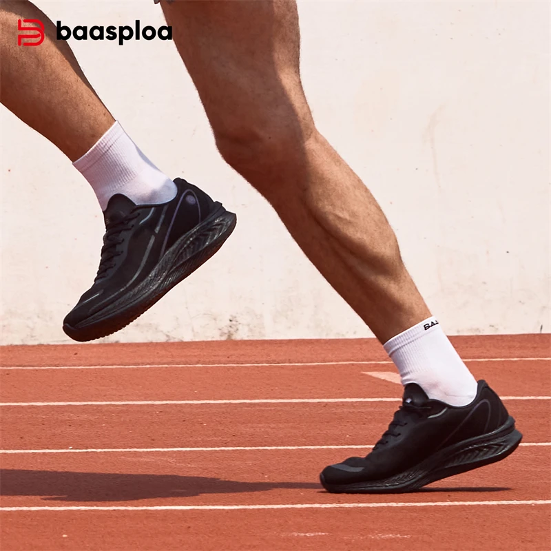 Baasploa Men Running Shoes Mesh Breathable Lightweight Professional Training Sport Shoes Male Carbon Plate Cushioning Elasticity