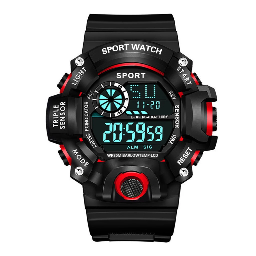 YIKAZE Men\'s LED Digital Watch Men Sport Watches Fitness Electronic Watch Multifunction Military Sports Watches Clock Kids Gifts