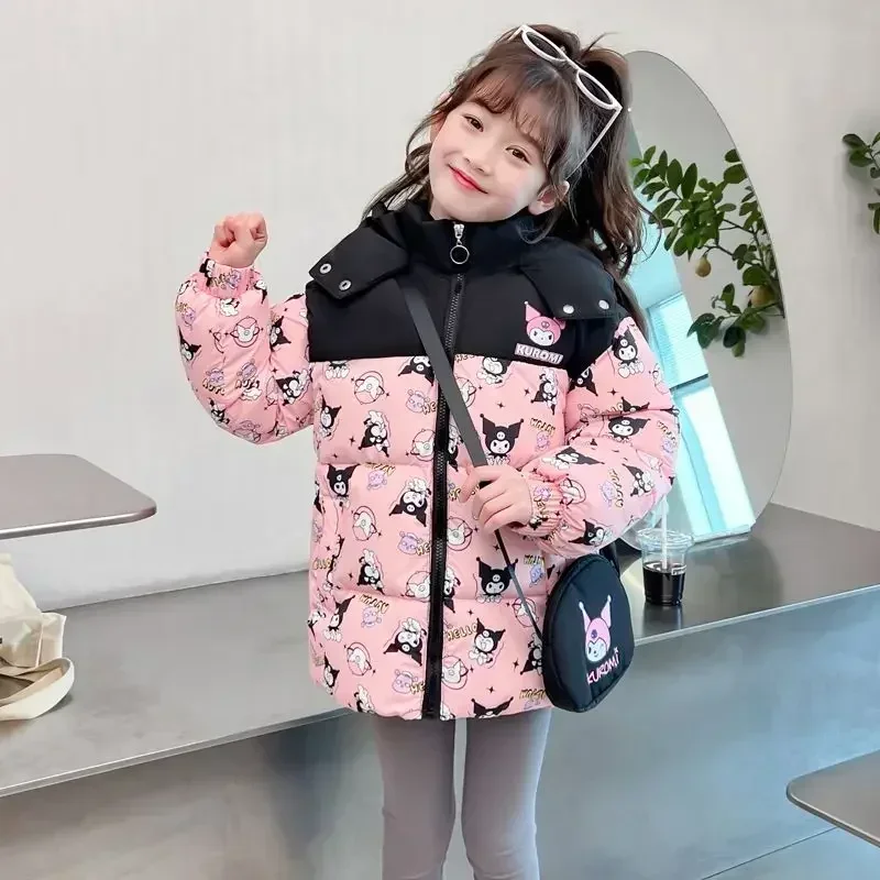 Sweet Kuromi Anime Sanrio Ins Kawaii  Cotton Padded Jacket Cute Cartoon Winter Children Cotton Warm Coat Clothing Gifts for Kids