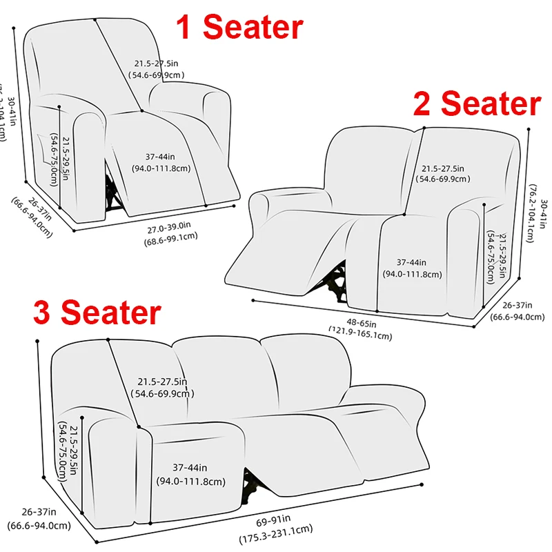 1/2/3/4 Seater Recliner Sofa Cover Stretch Armchair Cover Lazy Boy Reclining Sofa Covers Sofa Protcetor Decor Home Living Room