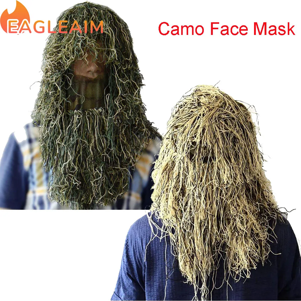 Jungle/Desert Face Mask Hunting Hats Ghillie Face Mask Hunter Headwear Hunting Blind Ropes 1.2M Gift Hunting Mask Accessories