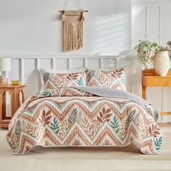 New Quilted Bedspread Set,Soft Microfiber Thick Bed Cover+Pillowcase European Geometric Patchwork Mattress Topper Bed Sheet King