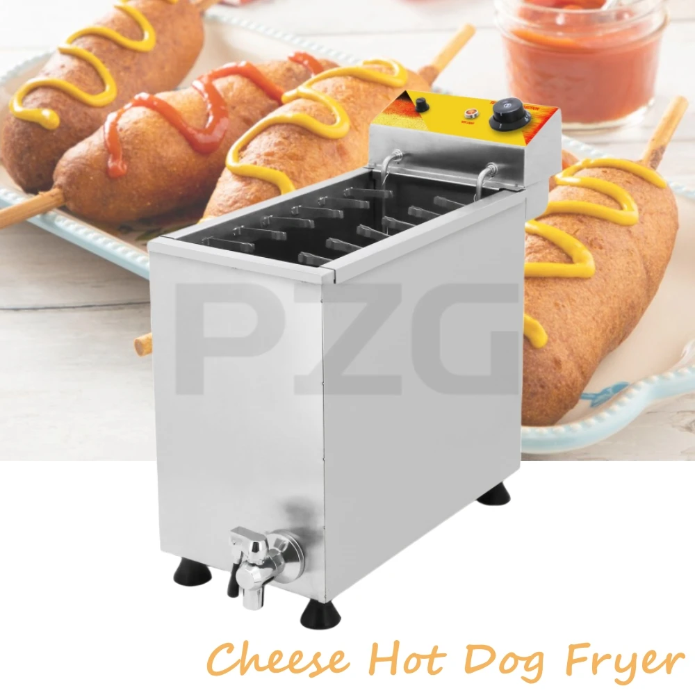 Commercial Gas Electric Large Capacity Cheese Hot Dog Sticks Frying Machine Electric Deep Korean Corn Dog Fryer Machine