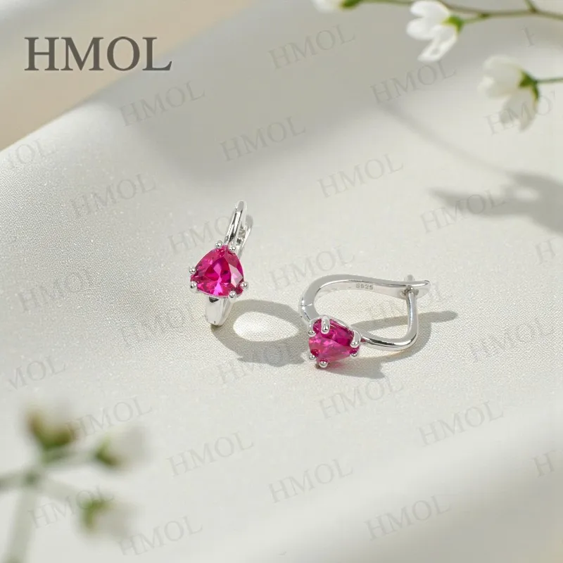 

Серьги на заказ 1,6-2 карата, закругленные треугольники, выращенные в лаборатории драгоценные камни, рубин/сапфир/колумбийский изумруд, варианты Рождественский подарок