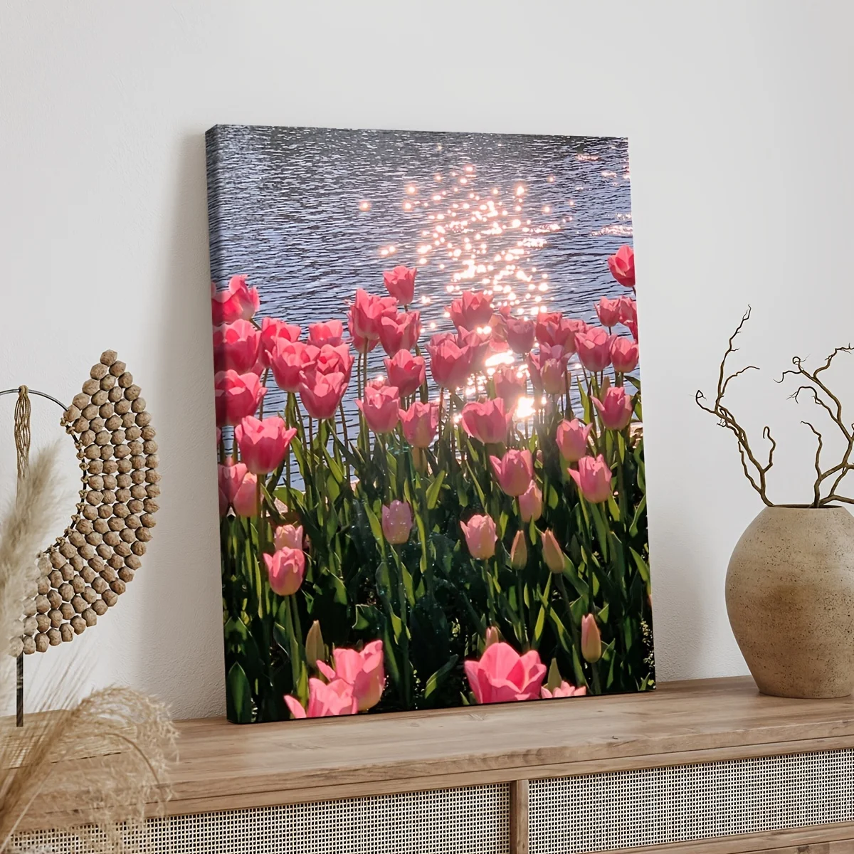 Ingelijste canvas poster roze bloem kunstenaar huis muur decor geschikt voor woonkamer slaapkamer kantoor kantoor restaurant bar badkamer