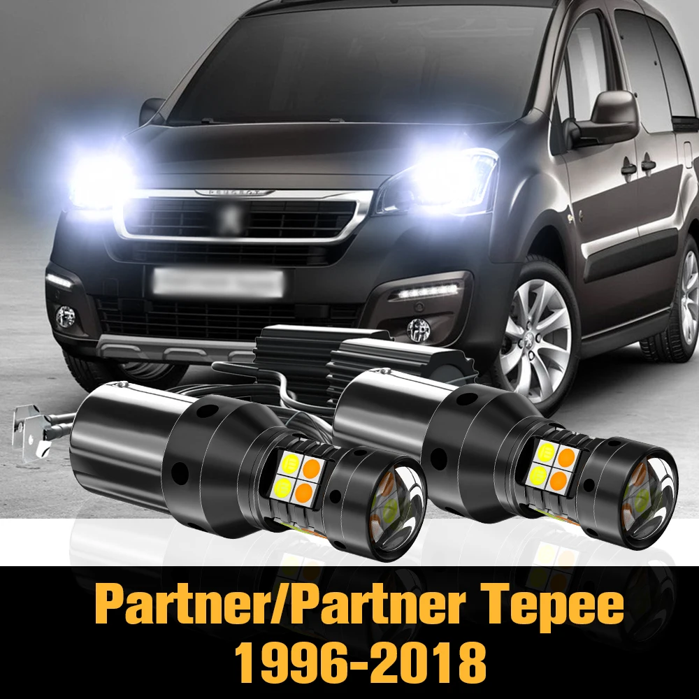 

2pcs Canbus LED Dual Mode Turn Signal+Daytime Running Light DRL Accessories For Peugeot Partner Tepee 1996-2018 2008 2009 2010