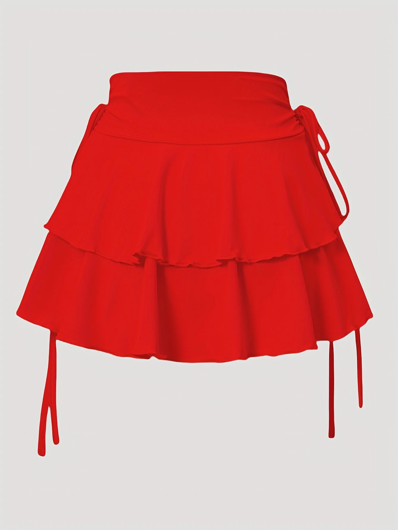 Summer Solid Color High Waist Slim Fit Short Skirt for Women Red Fashion Outdoor Versatile Elastic Waist Skirt
