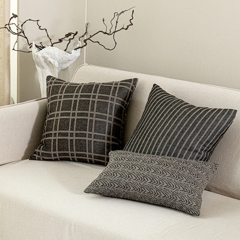 Retro Grey Color Pillows Simple Geometric Cushion Case Modern Square Decorative Pillow Cover For Sofa Chair Home Decorations