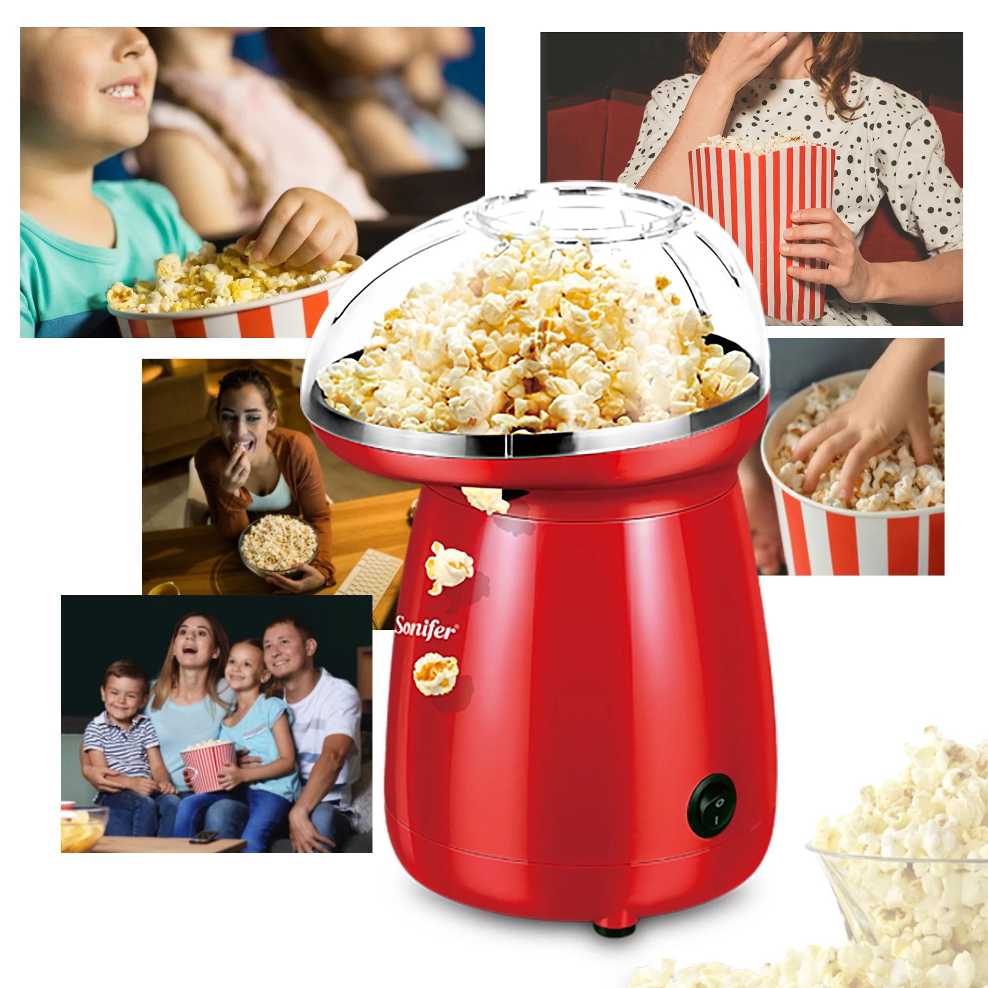 Sonifer-máquina de palomitas de maíz sin aceite para el hogar, máquina de aire caliente saludable para cocina de niños, Diy, Snack de película de