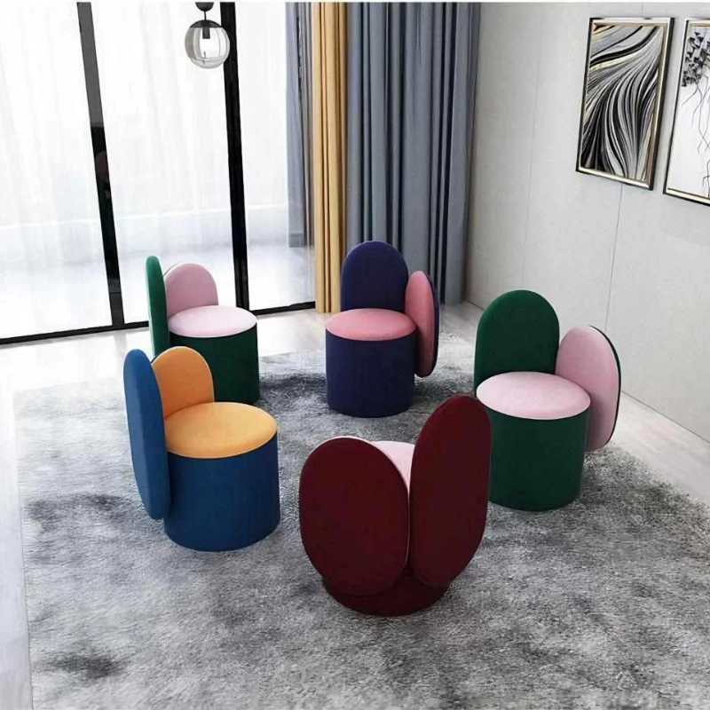 

Luxury bedroom makeup stool chair round backrest dresser seat cushion