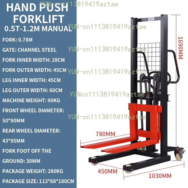 Electric forklift manual hydraulic hand push mobile lifting forklift Warehouse logistics handling forklift