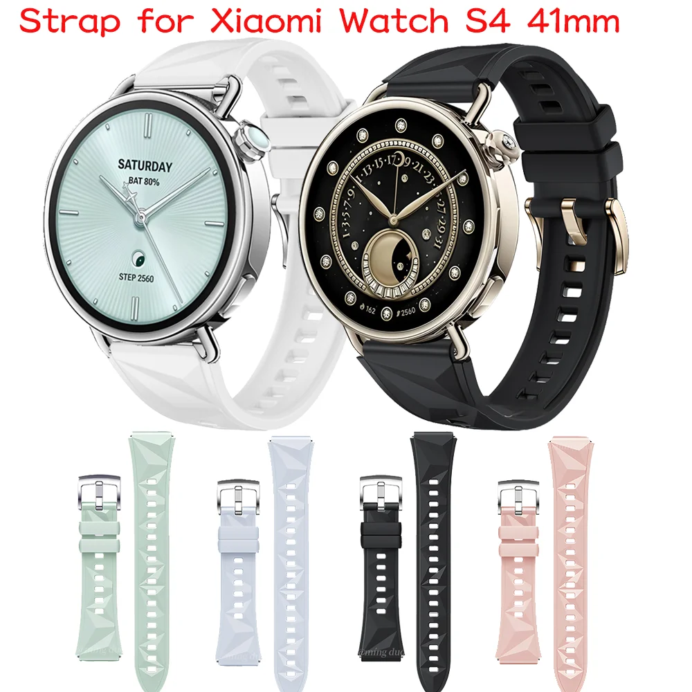 

Силиконовый ремешок в форме ромба 18 мм/22 мм для Xiao mi Watch S4 41 мм, спортивный браслет Correa для XIAOMI Watch S4 S3 S2 S1, ремешок 46 мм