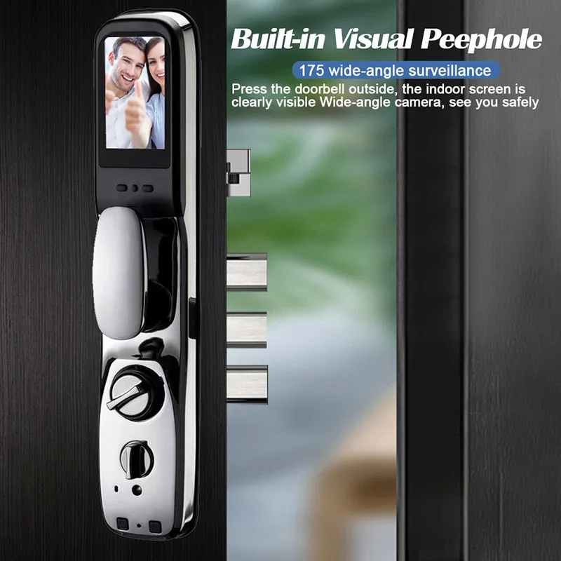 3D Face Real-time Intercom Smart Door Lock Security Face Camera Intelligent Fingerprint Password Biometric Electronic Key Unlock