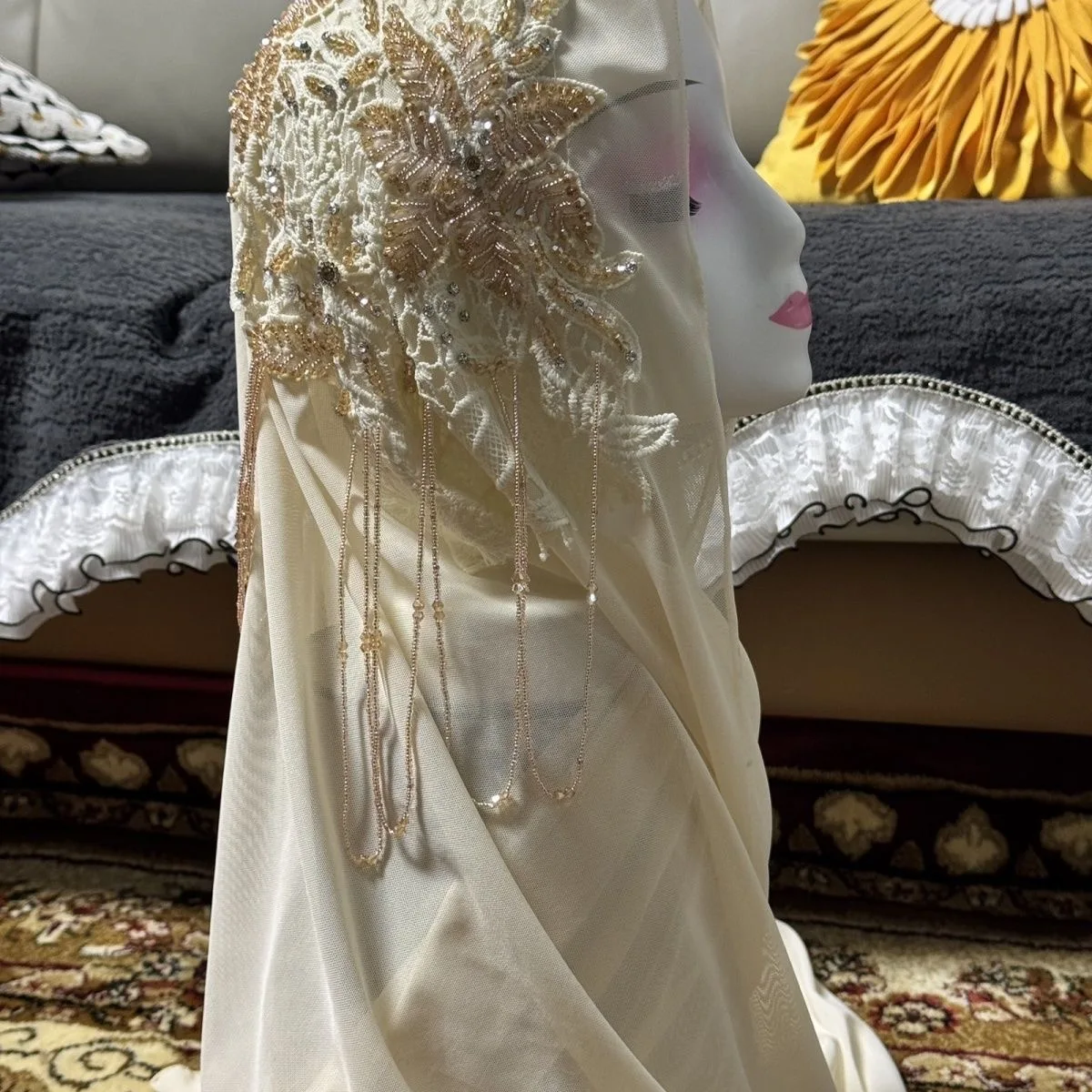 Abaya Hijab Muslim Women Shawl Lace Headscarf Luxury Tassels Scarf Malaysia Prayer Kufi Islam Saudi Arabia Turban Lace 05526 3