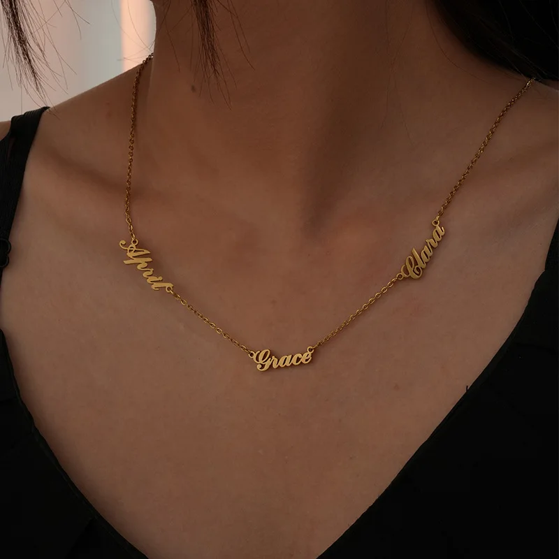 

Custom Multiple Name Necklace English Or Arabic Name Choker Chain Customized Jewelry Plated With 18k Stainless Steel Chain Gifts