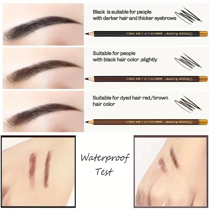 12 Stuks Microblading Houten Wenkbrauw Pen Waterdicht Langdurige Make-Up Wenkbrauwpotlood Positionering Zwart Bruin Wenkbrauw Cosmetische