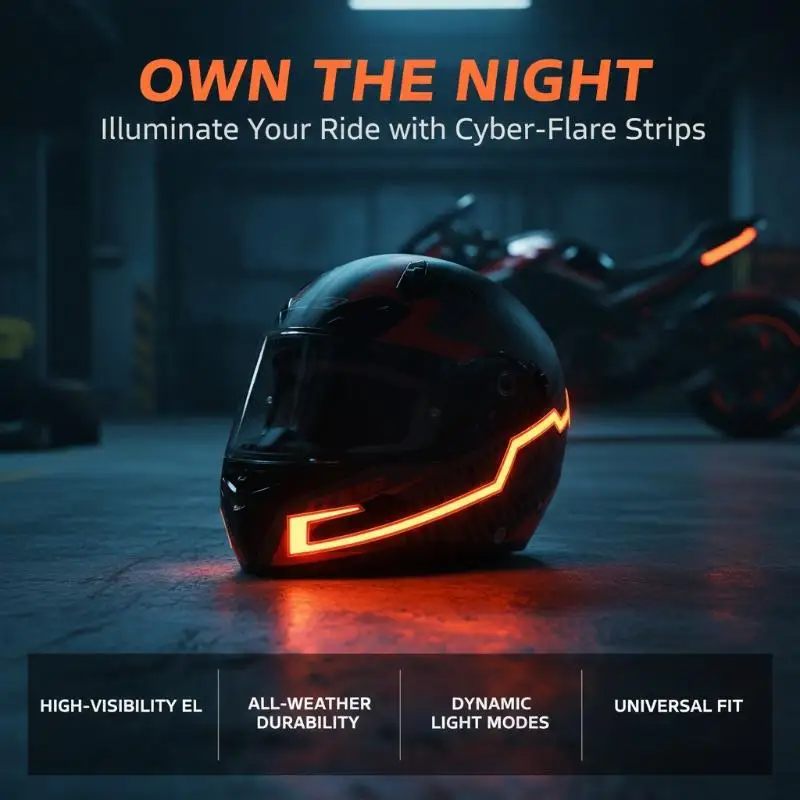LED Motorcycle Helmet Glowing Light 1 Set Self-Adhesive Reflective Luminous for Night Riding Road Safety