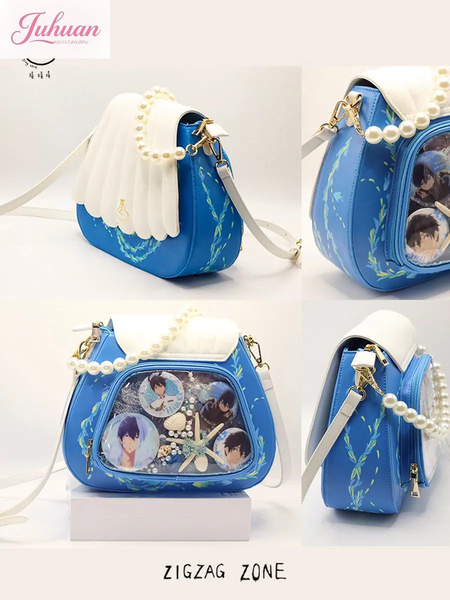 

Japanese Original Fashion Two-dimensional Comic Show Blue Deep Sea Pearl Shell Messenger Bag Small Food Bar Lta Bags for Women