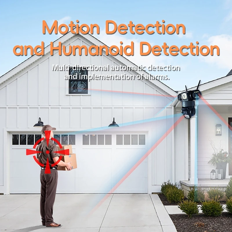 WiFi IP Camera Outdoor 12MP 6K Triple Lenses Triple Screens Security Video Monitor Night Vision Waterproof CCTV Cameras