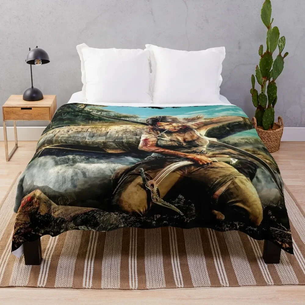 Lara Croft Tomb Raider 8K Throw Blanket Warm cosplay anime Thermals For Travel Blankets