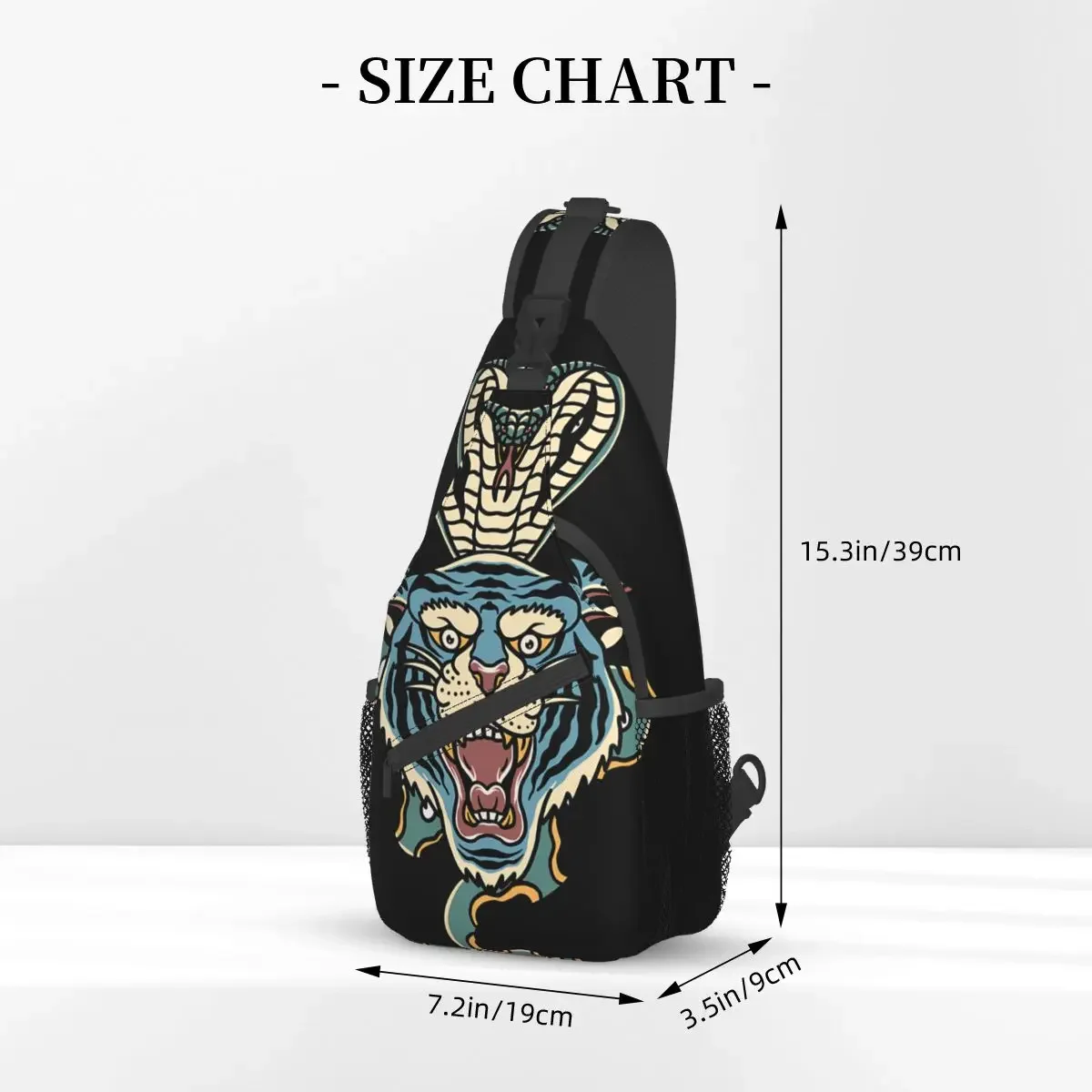 Crossbody Bag Sports Tiger And Cobra Traditional Tattoo Chest Bag Unisex Women Man Fashion Shoulder Backpacks Travel