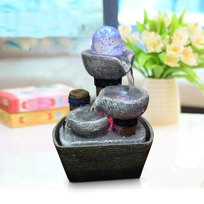 Indoor Relaxation Water Springs Fountain Resin-Rock Falls Tabletop Office for Stress Relief