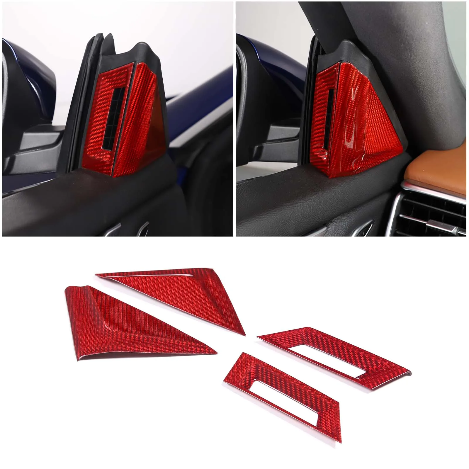

For Maserati Ghibli/Quattroporte 2014-2022 Automotive A-pillar Inner Horn Decorative Cover Genuine Carbon Fiber Car Accessories