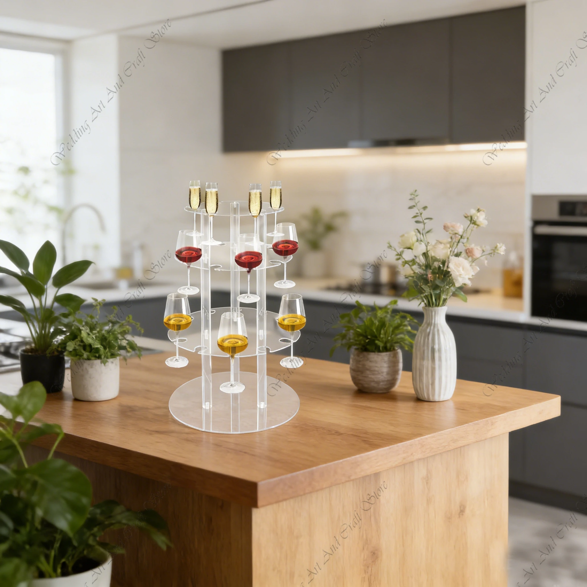 10pcs f30 65cm 3 Layer Round Acrylic Champagne Tower Clear Acrylic Wine Rack Storage Rack Wall Stand for Wedding Decor ivy 707