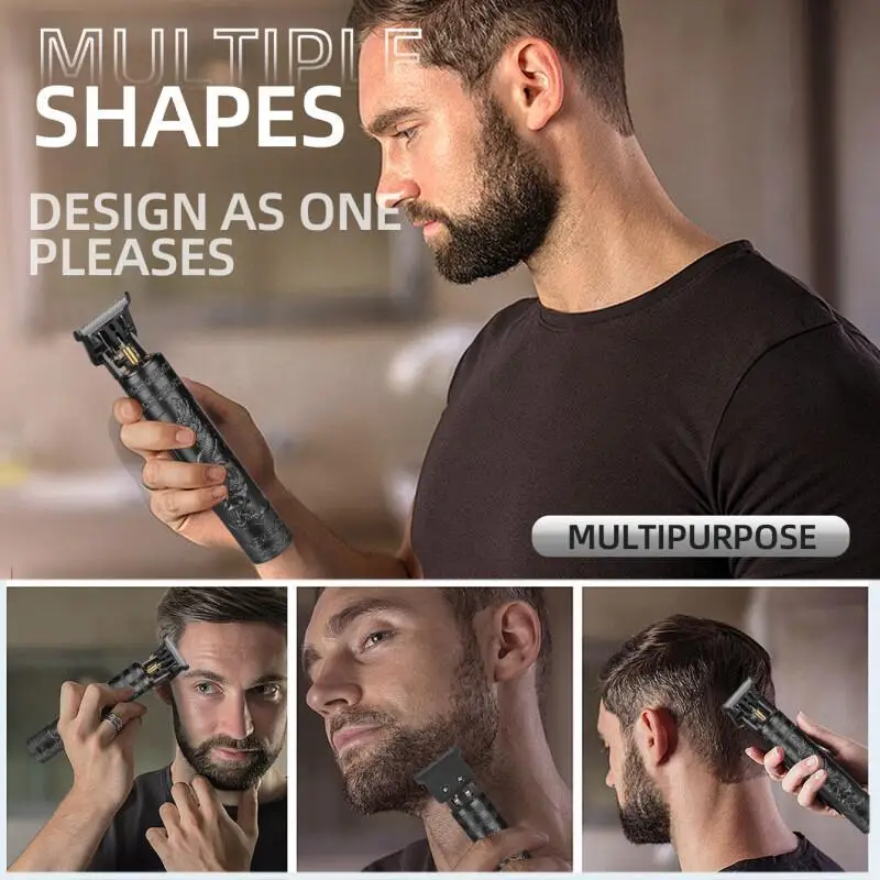 KIKIDO Hair Cutting Machine Professional Cordless Clipper Hair Rechargeable Portable Fashion 1.5/2/3/4Mm Trimmer for Man ﻿T9-1