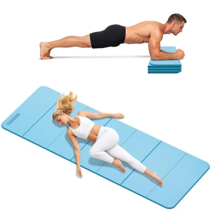 

Folding Yoga Mat Extra Thick 0.4 Inch Foldable Yoga Mat 75 x 26 Inch TPE Exercise Mat 7-Panel Non Slip Cushioned Fitness Mat fo