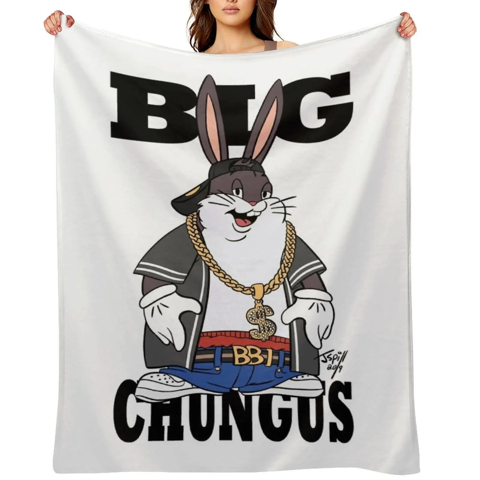 

Big Chungus T-Shirt Throw Blanket Hair Thin warm winter Cute Blankets