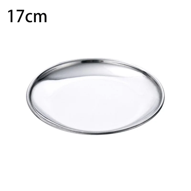 Silver Stainless Steel Tray Scandinavian Round Storage Tray Simple Snack Cake Display Metal Plate Photography Props Kitchen