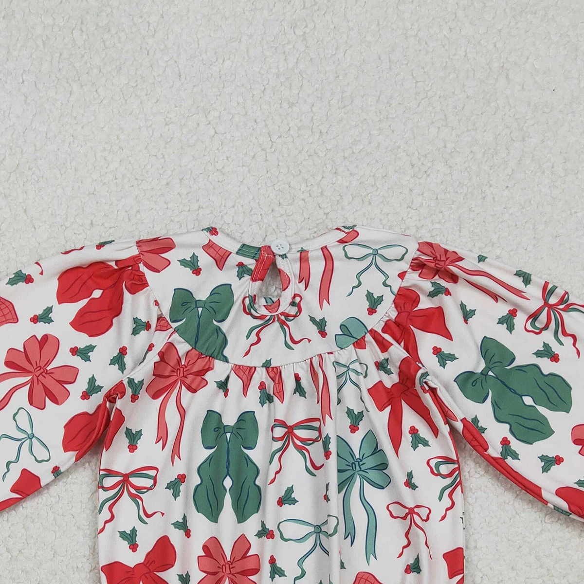 10.27 ثوب فضفاض للفتيات الصغيرات ثوب فضفاض للفتيات الصغيرات فيونكات هولي منقوشة لعيد الميلاد مكشكش #4