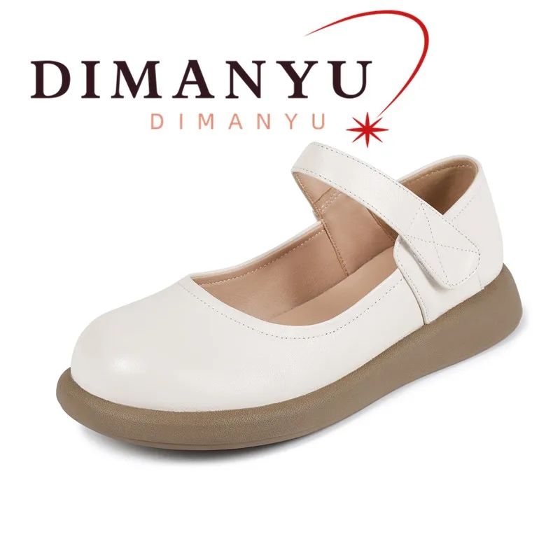 

DIMANYU Women's Mary Jane Shoes Genuine Leather 2026 Spring New Flat Soft Sole Mom Shoes Large Size Casual Shoes For Ladies