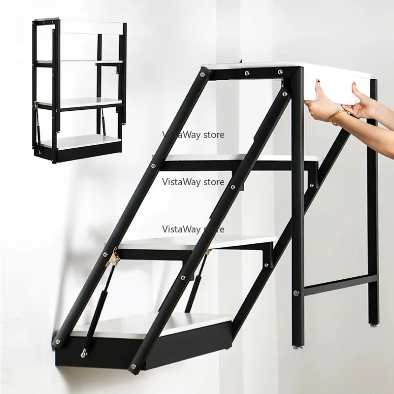 

Floating Study Gas Spring Swing Mounted Convertible Wall Shelf Iron Frame With Legs Desk Kitchen Dining Folding Table