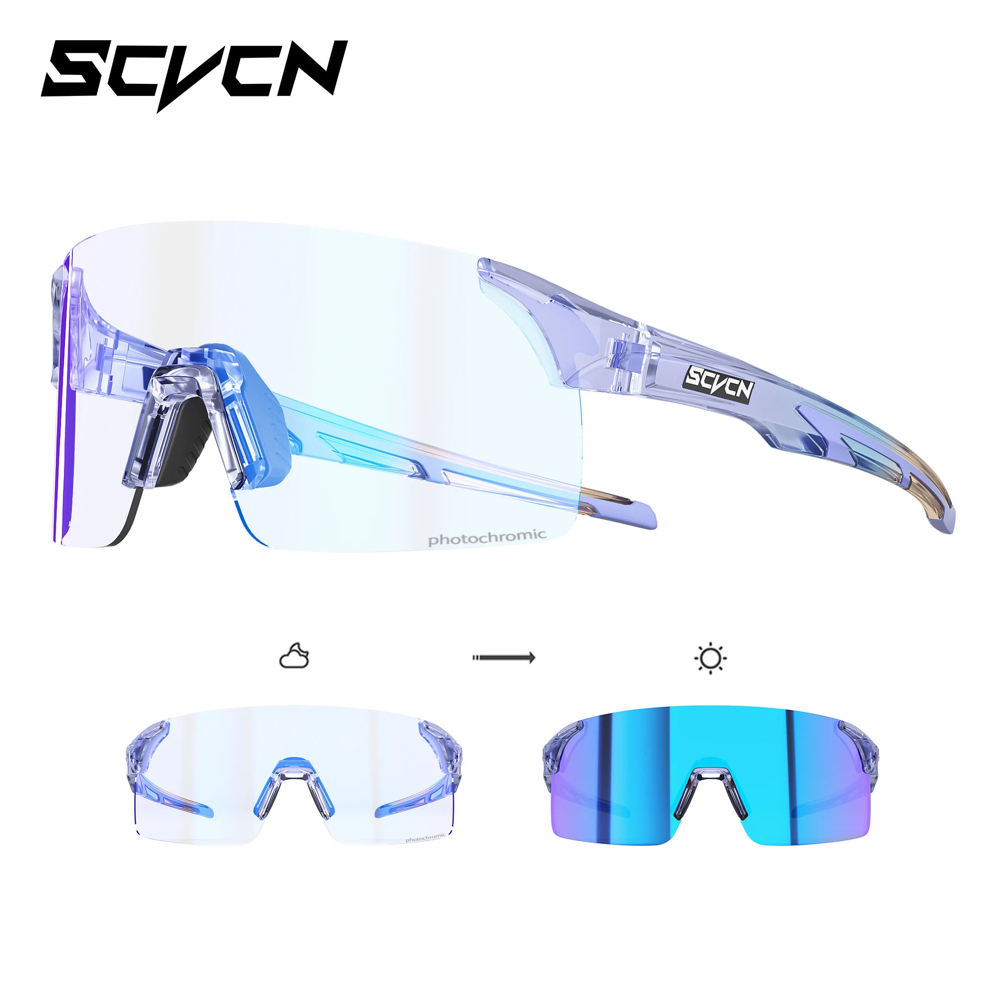 AliExpress SCVCN Photochromic frames Cycling Sunglasses UV400 Cycling Glasses Bicycle Eyewear Sunglasses Outdoor Sports MTB Bike equipment