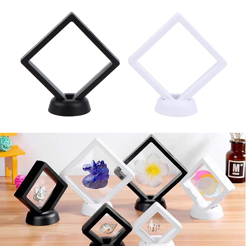 3D Floating Picture Frame Shadow Box Jewelry Display Stand Ring Pendant Holder Protect Jewellery Stone Presentation Case