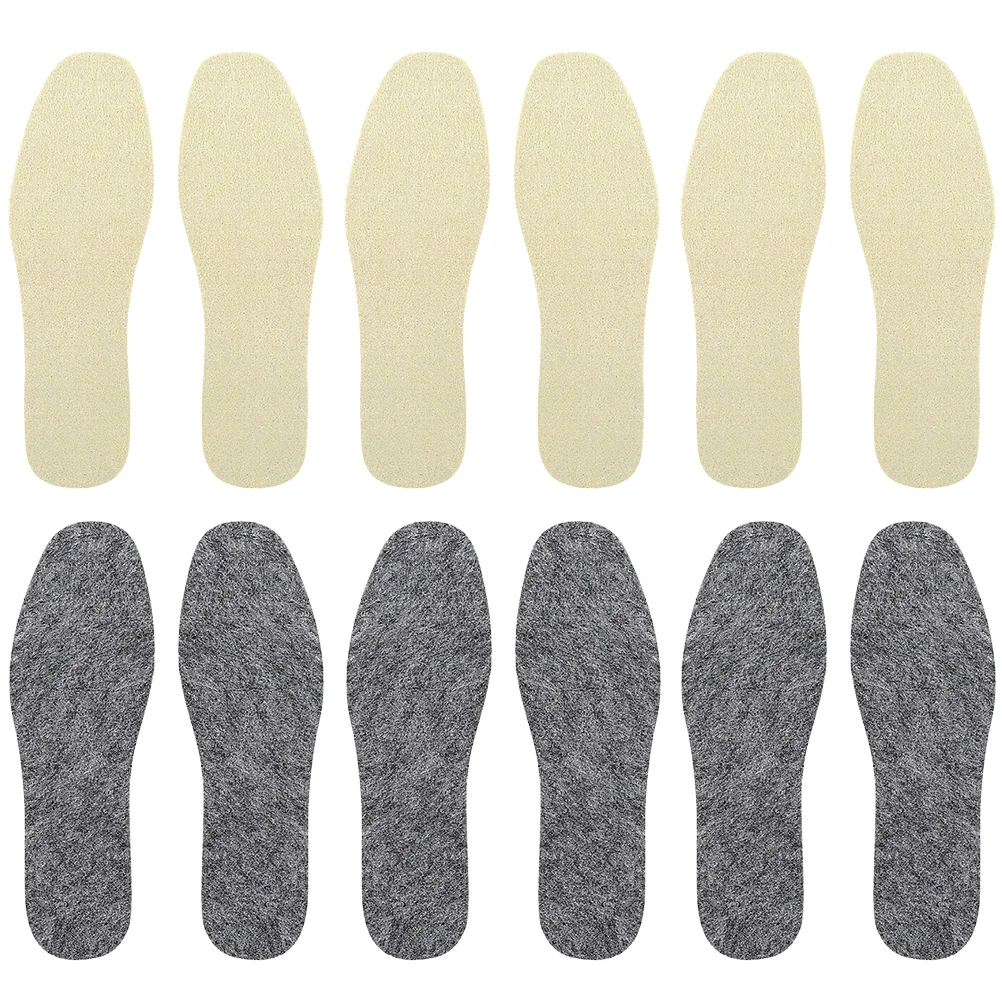 6 Pairs Wool Insole Insoles Shoe Women Keep Warm Supple Cushions Winter Unisex Boot Women's