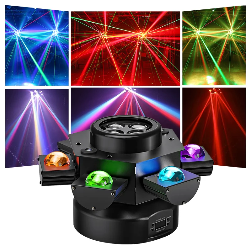 

6 Arms Lights Bee Eyes LED RGBW Beam Light DJ 4in1 Head Moving Stage Lighting DMX Laser Effects For KTV Disco Music Dance Party